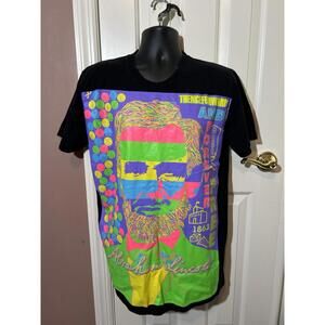 2012 Lincoln Pop Art Tee Mens Large Psychedelic Neon Rainbow Colors